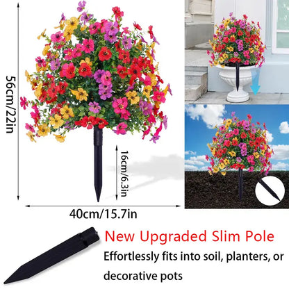 🌸Artificial Flowers for ✨Outdoor Indoor Garden Home Decoration, ✨Plastic Faux Flowers, Faux Flower Daisy with Eucalyptus Leaves Fake Plants Greenery Boxwood Porch Patio-102