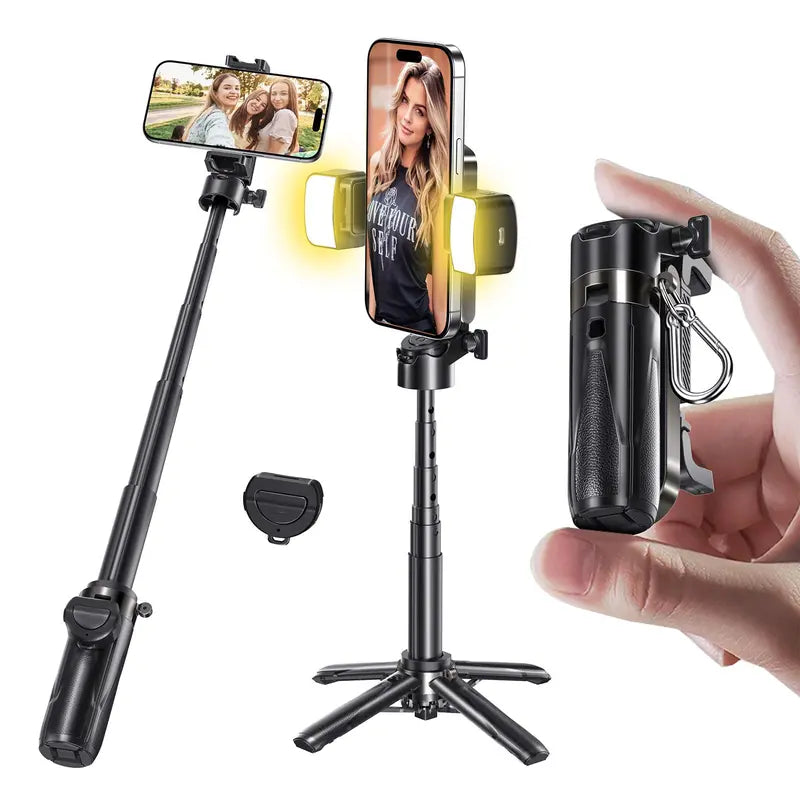 ⚡Flash-Sale⚡100k-sold⚡NEW - MAGIC JOHN 4-in-1 Multifunctional Magnetic Selfie Stick – 360° Rotation-A01