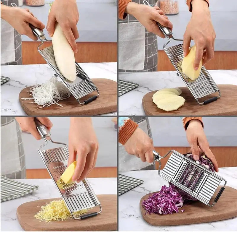 Spring Sale Stainless Steel 4 in 1 Multi-Purpose Vegetable Slicer, with 4 Adjustable Blades for Various Vegetables-A11