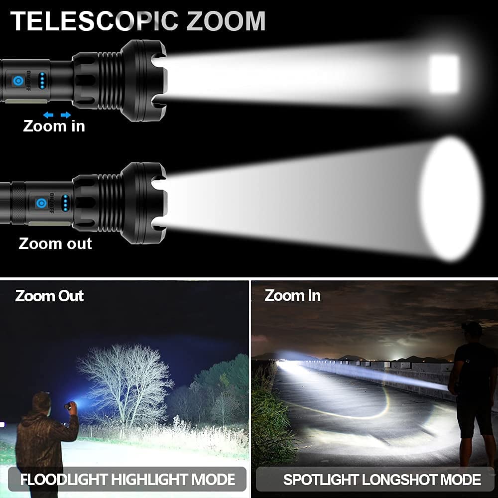 🔦 60% OFF! 🎉 90000 Lumen Rechargeable Flashlight – Extreme Brightness, Waterproof & Long Battery Life-A01