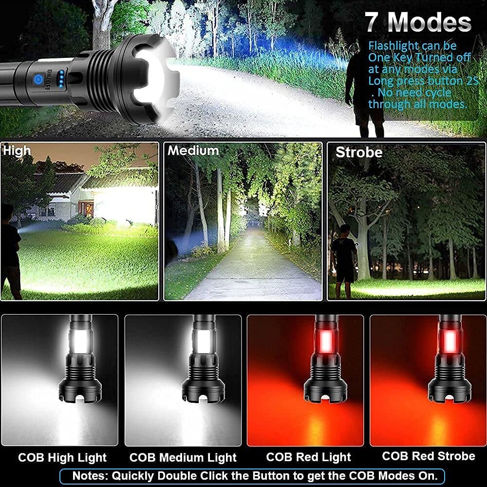 🔦 60% OFF! 🎉 90000 Lumen Rechargeable Flashlight – Extreme Brightness, Waterproof & Long Battery Life-A01